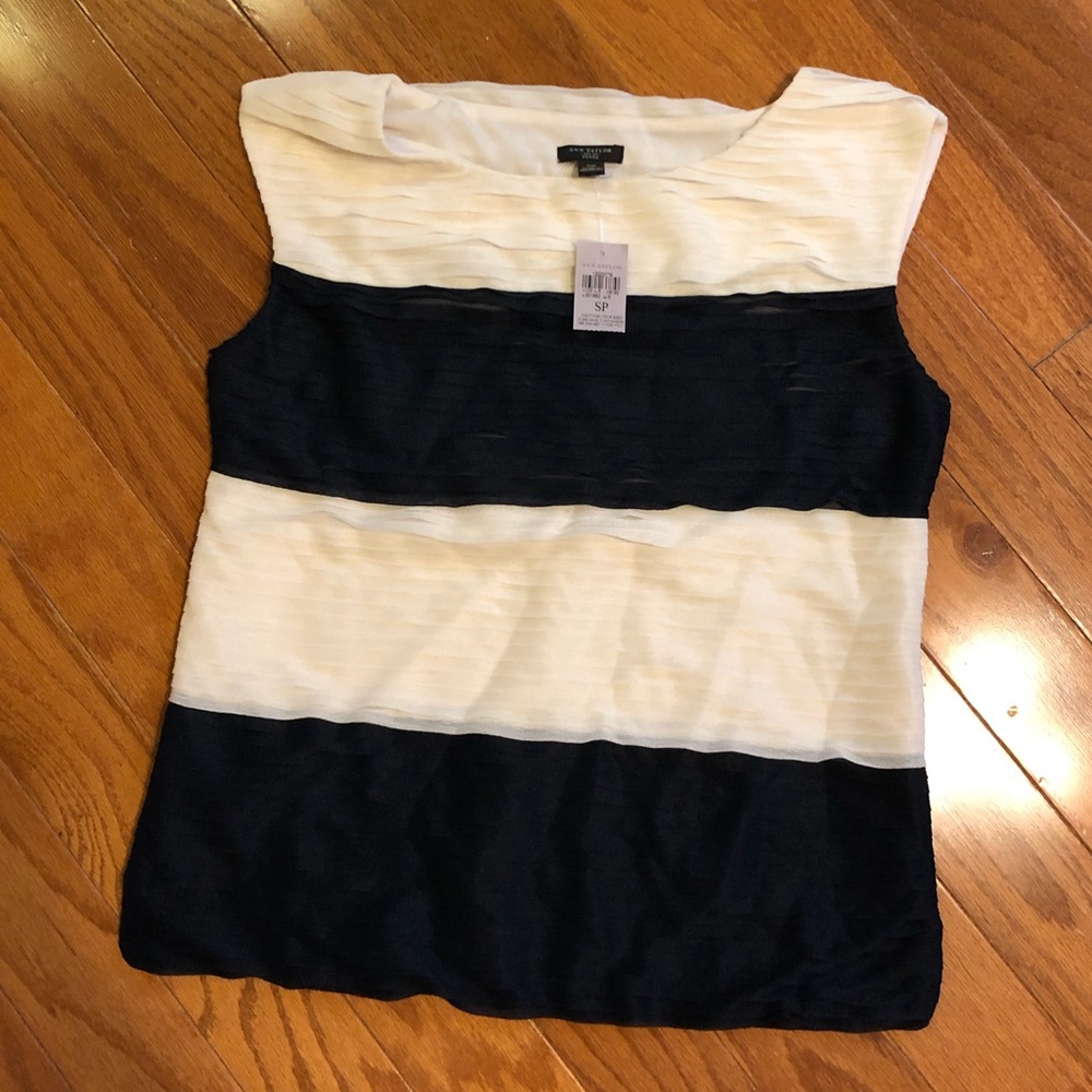 Navy and white striped top
